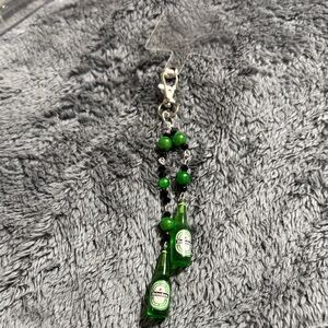 Green Beaded Phone Charm with Bottle Charms.  Includes Phone Attachment.